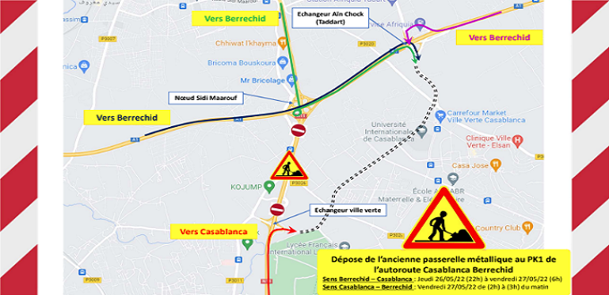 Autoroute: la circulation entre Berrechid et Casablanca sera suspendue provisoirement 