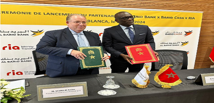 Al Barid Bank et sa filiale Barid Cash s’allient à Ria Money Transfer