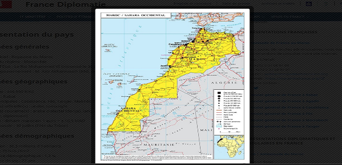 Le Quai d’Orsay publie la carte officielle du Maroc incluant le Sahara