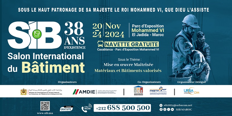 La 19ème édition du Salon International du Bâtiment, du 20 au 24 novembre courant à El Jadida